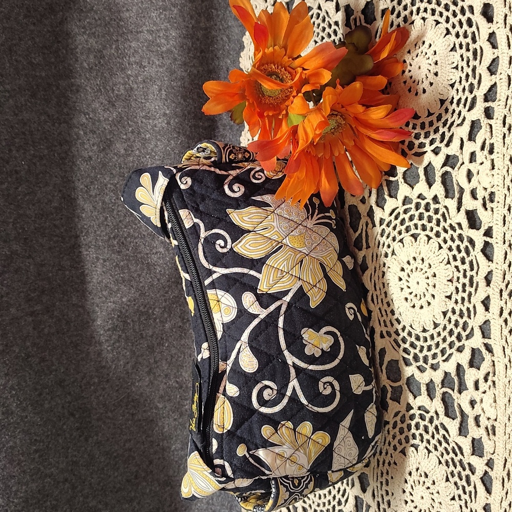 Vera Bradley Black and Yellow Shoulder Bag with Ornate Design